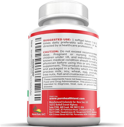 Non-GMO Cranberry Concentrated from 12,600mg - Triple Strength Softgels - Easy to Swallow Pills for Men & Women, 1 Bottle