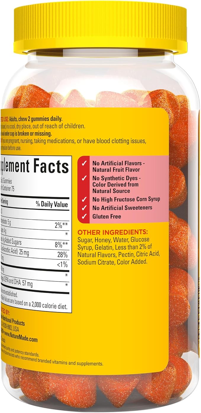 Nature Made Fish Oil Omega 3 Gummies, Omega 3 Fish Oil Supplements, Healthy Heart Support, 150 Gummies, 75 Day Supply