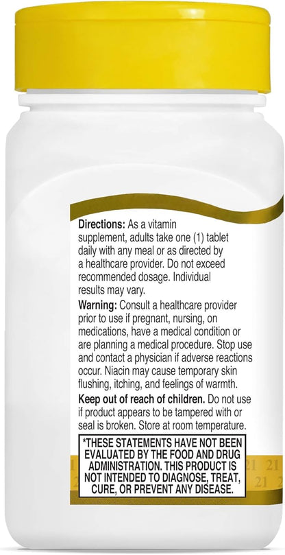 21st Century Niacin 500 mg Prolonged Release Tablets, 100 Count (27474) (Pack of 2)