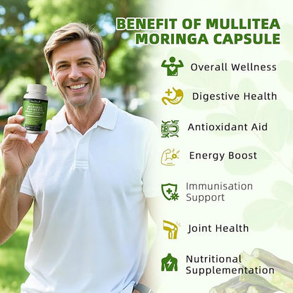 Moringa Capsules Organic 1000mg, 7-in-1 Superfood with Turmeric, Ginger, Elderberry, Licorice & Boswellia - Support Immune, Skin, Gut & Antioxidant-Non-GMO, GMP, 120 Vegan Capsules, 2 Months Supply