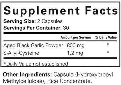 Aged Black Garlic Capsules - Garlic Pills - Less Odor - 60 Capsules - Allium Sativum Supplement - More Effective Than Allicin