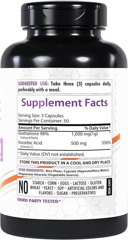 Glutathione Supplement, 1000mg | 150 Veg Capsules | Non-GMO | Gluten-Free| Made in USA