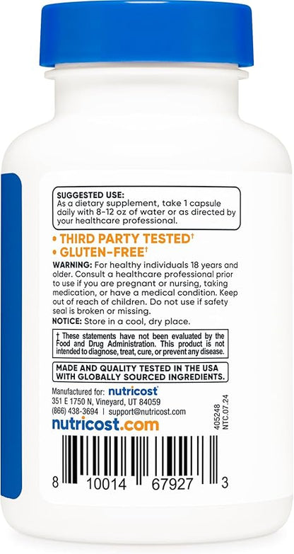 Nutricost KSM-66 Ashwagandha Root Extract 600mg, 60 Veggie Caps - 5% Withanolides - with BioPerine - Full-Spectrum Root Extract