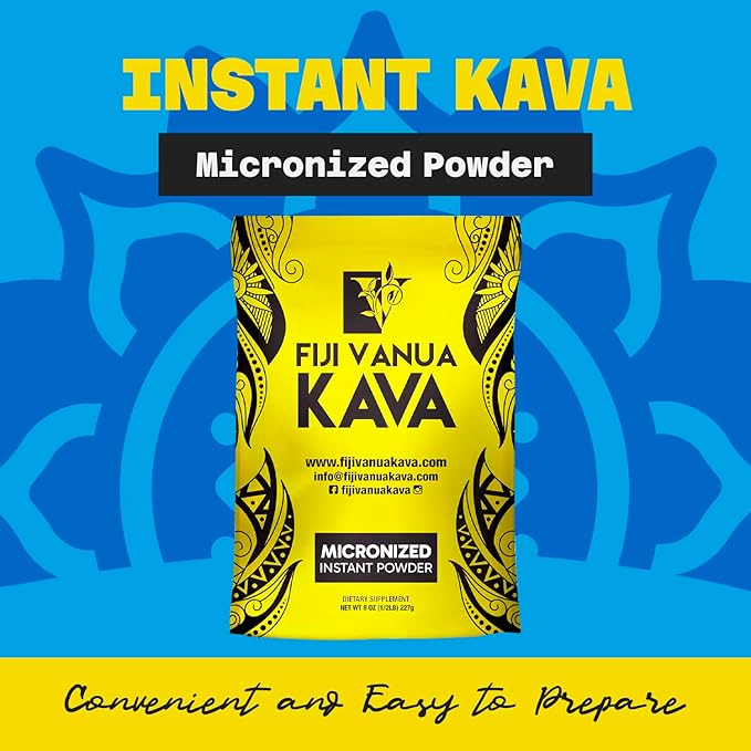 Fiji Vanua Kava Micronized Kava Powder, Portable and Easy to Prepare Kava Root, No Straining Needed, Pure & Strong Drink Powder, 8 oz