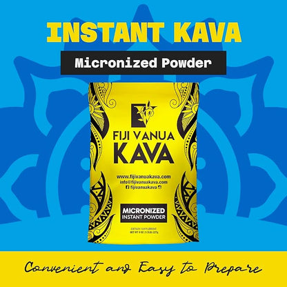 Fiji Vanua Kava Micronized Kava Powder, Portable and Easy to Prepare Kava Root, No Straining Needed, Pure & Strong Drink Powder, 8 oz