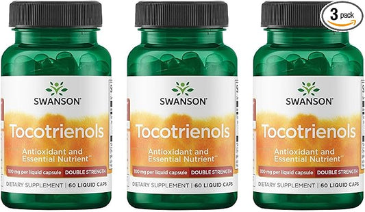 Swanson Double Strength Tocotrienols - Antioxidant - (60 Liquid Capsules, 100mg Each) (3 Pack)