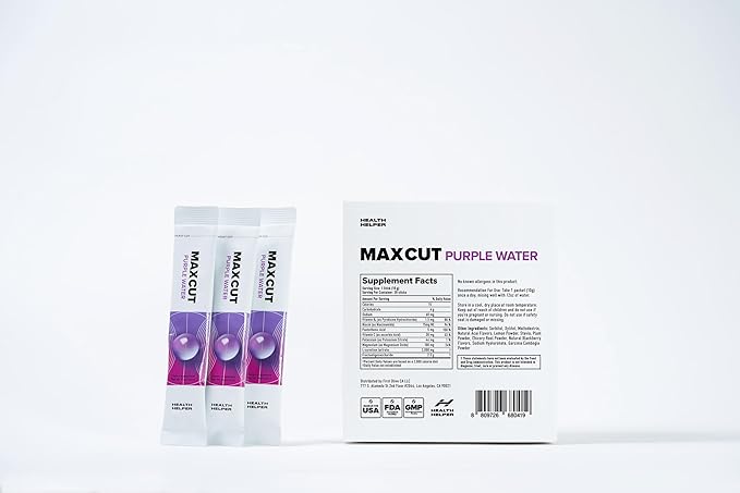 Maxcut Purple Water: 4-in-1 Natural Supplement for Effective Weight Management and Metabolism, Prebiotic Gut Health, Hydration, Natural Energy - All Free from Gluten, Dairy, Sugar, Soy, and Caffeine