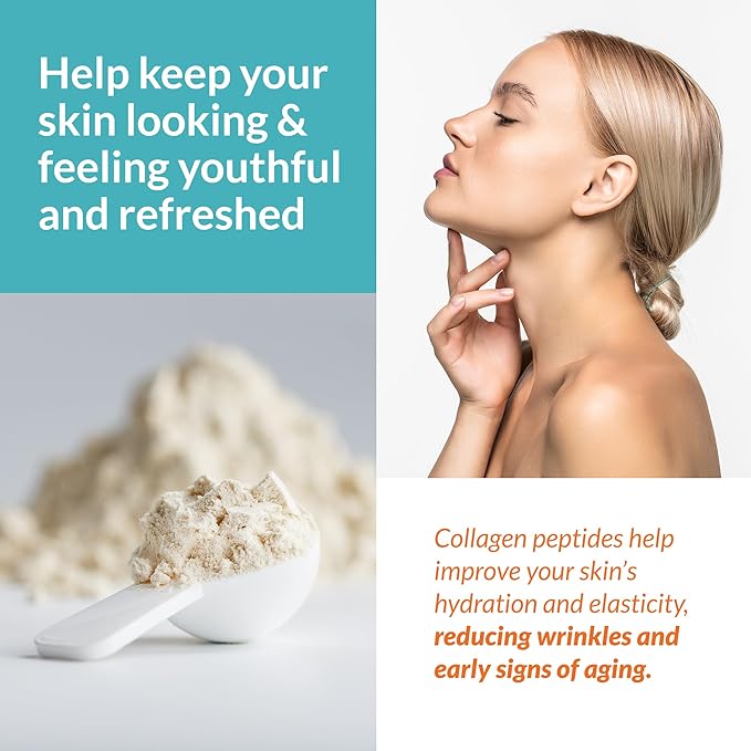 SANE MD - Youthful Glow Vital Collagen Powder - Organic Grass Fed Bovine Hydrolyzed Collagen Peptides Powder for Hair, Nails, Skin & Joint Health - NSF Certified - 37 Servings