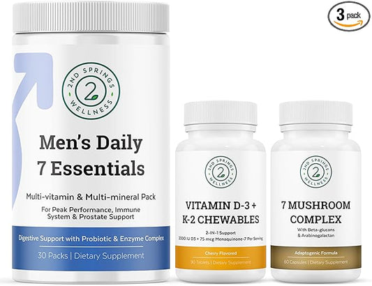 Complete Men's Wellness Trio: Mushroom Power, Essential Nutrients, and Bone Support