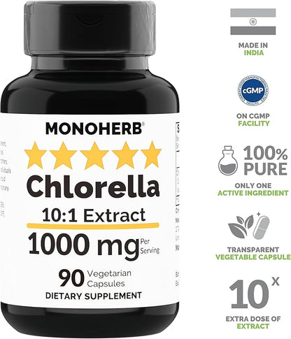 Chlorella Extract 1000 mg - 90 Vegetarian Capsules