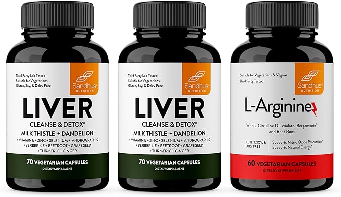 Sandhu's Liver Renew Cleanse & L-Arginine with Nitric Oxide Precursor Capsules | Supports Immune, Digestive Health, Energy and Healthy Circulation