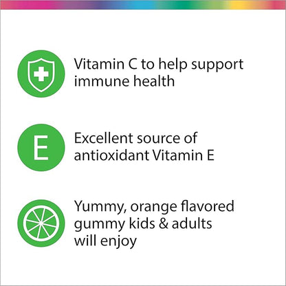 Rainbow Light Vitamin C Gummies, Dietary Supplement Provides Immune Support, With Vitamin C and Vitamin E, Citrus Flavor, 90 Count
