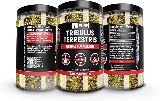 Pure Original Ingredients Tribulus Terrestris, No Magnesium Or Rice Fillers, Always Pure, Lab Verified (730 Capsules)
