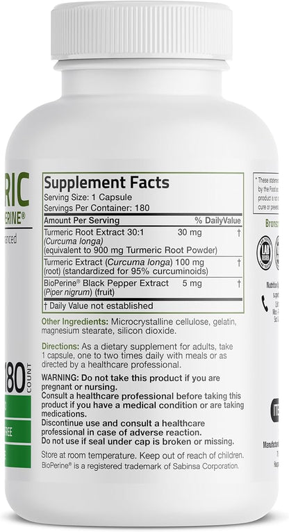 Turmeric Curcumin with BioPerine - High Potency Premium Joint Support with 95% Standardized Curcuminoids - Non-GMO Capsules with Black Pepper - 180 Count