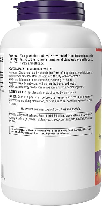 Webber Naturals Magnesium Citrate 300 mg, Extra Strength, 300 mg Per Serving, 250 Capsules, High Absorption, Helps Support Bones, Teeth and Proper Muscle & Heart Function, Gluten & Dairy Free