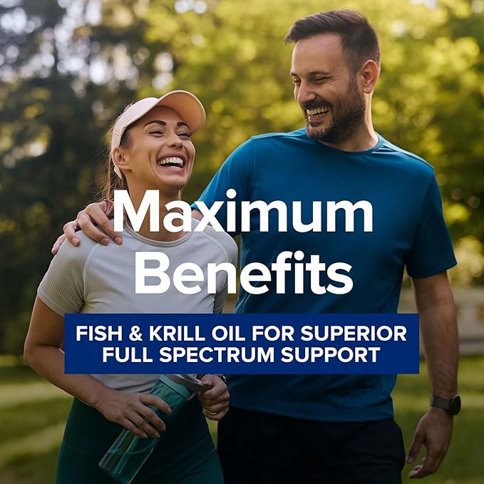 GNC Triple Strength Fish Oil Plus Krill Oil Omega 3 Supplement, 1000mg EPA and DHA, Supports Heart, Brain, Skin, Eye and Joint Health, 60 Softgels