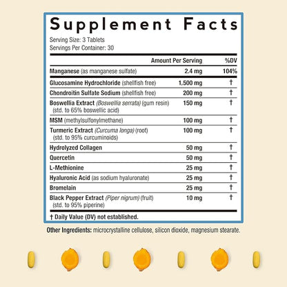 Doctor's Recipes Glucosamine Chondroitin MSM Turmeric Quercetin, Movement Support Supplement for Men & Women, with Black Pepper for High Absorption, Mobility & Flexibility, No Shellfish, 90 Tablets