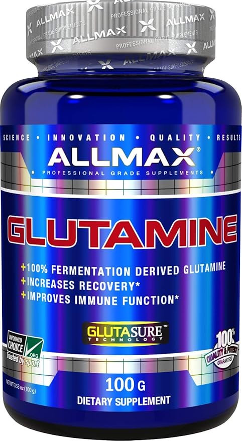ALLMAX Essentials GLUTAMINE - 100 g Powder - Fermentation-Derived Glutamine - Increases Recovery & Supports Immune System - Gluten Free & Vegan - 20 Servings