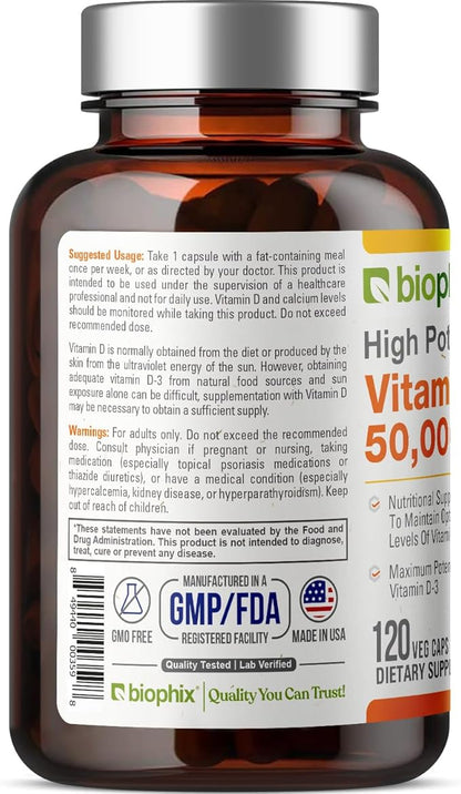 biophix Vitamin D-3 10000 IU 120 Softgels - High-Potency in Extra Virgin Olive Oil Non-GMO Soy-Free Supports Strong Bones Immune Health