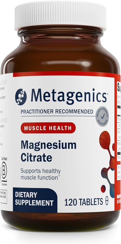 Metagenics Magnesium Citrate - 300 mg Magnesium & 60 mg Calcium (as Citrates) - Muscle & Bone Health Support* - Gluten-Free & Vegetarian - 120 Count