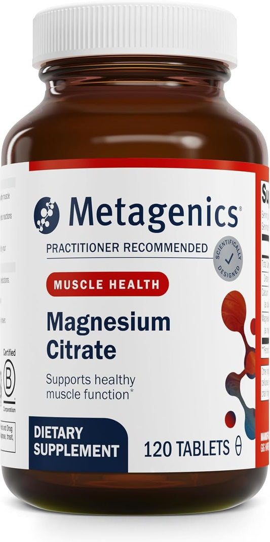 Metagenics Magnesium Citrate - 300 mg Magnesium & 60 mg Calcium (as Citrates) - Muscle & Bone Health Support* - Gluten-Free & Vegetarian - 120 Count