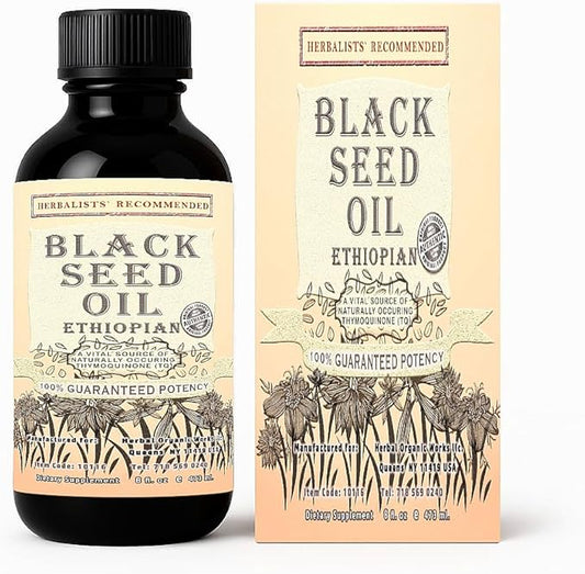 Black Seed Oil 8 oz - Cold Pressed Ethiopian Black Cumin Nigella Sativa, 3X Thymoquinone, 100% Pure & Organic Liquid in Glass Bottle - Supports Immune, Hair, and Skin Health