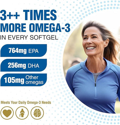 LABO Nutrition OmaxPure Omega3 Fish Oil - 1125mg Omega 3 IFOS Certified - High Potency rTG Omega Fish Oil Supplement with DHA & EPA - for Heart, Brain, Joint & Immune Support - 120 Softgels