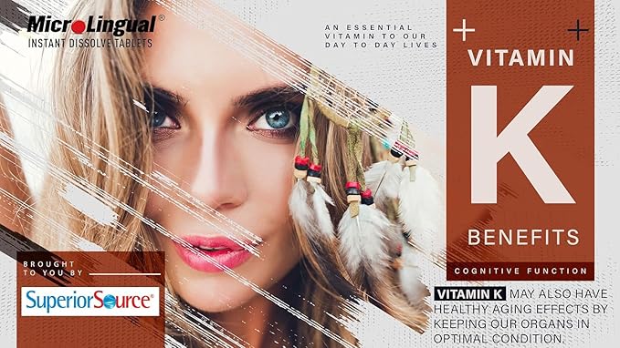 Superior Source Vitamin K 100 mcg - Bone Strength & Health Support Supplement - Vitamin K Supplement Aids Blood Health & Calcium Absorption - 30 Sublingual Dissolving Tablets