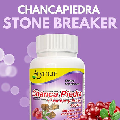 Arymar Chanca Piedra with Cranberry – Herbal Support for Urinary Wellness & Kidney Function (60 Capsules) (120 Capsules)