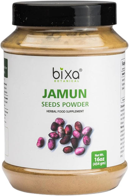 bixa BOTANICAL Jamun Seed Powder (Black Plum) (Eugenia Jambolana) | Herbal Supplement | Supports Proper Digestion (16 Ounce (Pack of 1), Jamun Seed Powder)