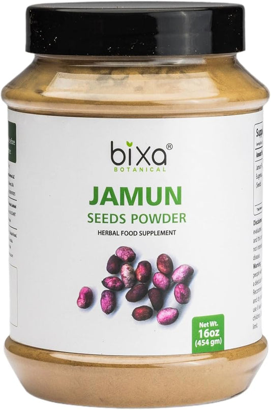 bixa BOTANICAL Jamun Seed Powder (Black Plum) (Eugenia Jambolana) | Herbal Supplement | Supports Proper Digestion (16 Ounce (Pack of 1), Jamun Seed Powder)