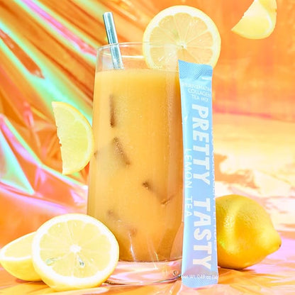 Lemon Luminance Collagen Tea - Stick Pack Pouch - Zesty Elegance with Collagen - Refreshing Citrus Blend - Beauty & Wellness Ritual - 30 Count