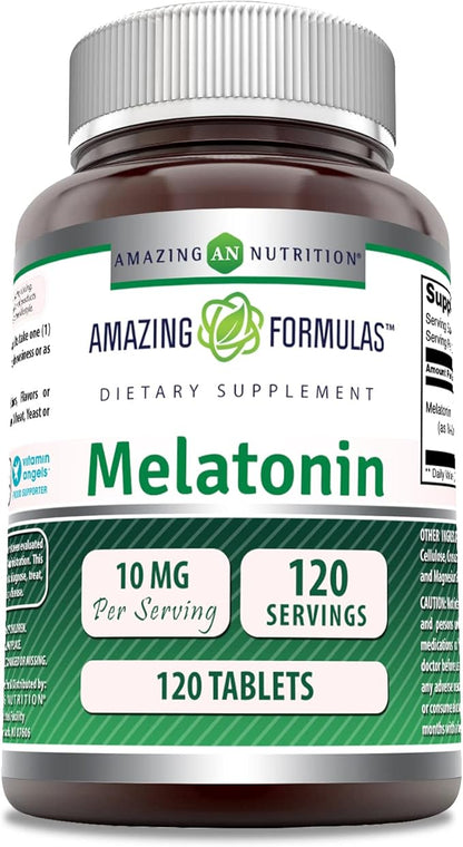 Amazing Formulas Melatonin Supplement | 10 Mg | 120 Tablets | Non-GMO | Gluten-Free | Made in USA