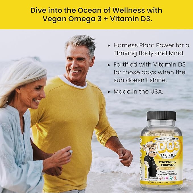 Bored Nutrition Vegan Omega 3 and Vitamin D3 Supplement 90Ct