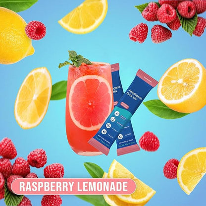 Powdered Drink Mix Calm, Adaptogenic Drink Mix Calm, Raspberry Lemonade, L Theanine,Ksm-66 Ashwagandha, Magnesium Glycinate, Vitamin D3, Relaxation & Focus, No Sugar, Non GMO