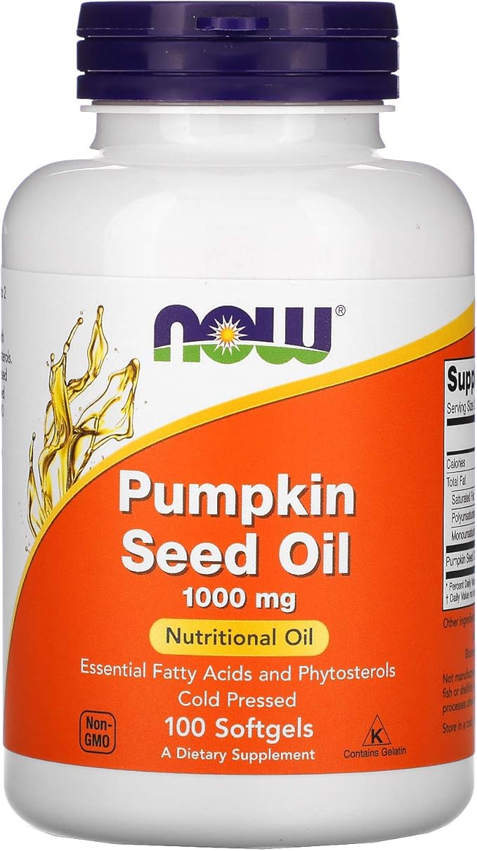 Now Foods Pumpkin Seed Oil 1000mg Soft-gels, 200-Count (100X2)