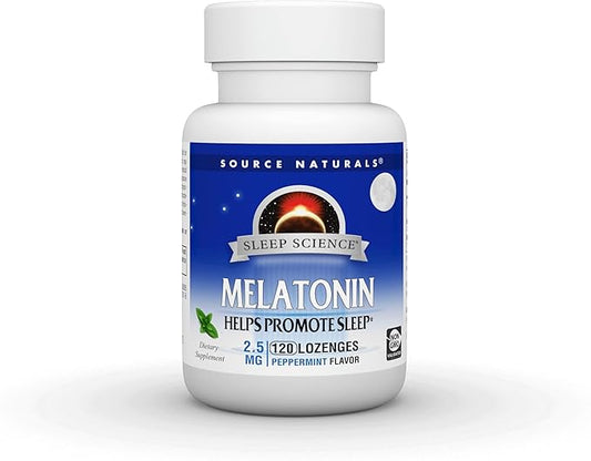 Source Naturals Sleep Science Melatonin 2.5mg Sleep Support Peppermint Flavor That Promotes Restful Sleep and Relaxation - Supports Natural Sleep/Wake Patterns and Rhythms - 120 Lozenges