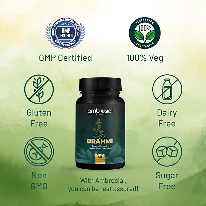 AMBROSIAL Brahmi Capsules 500 mg Pack of 1-60 Capsules