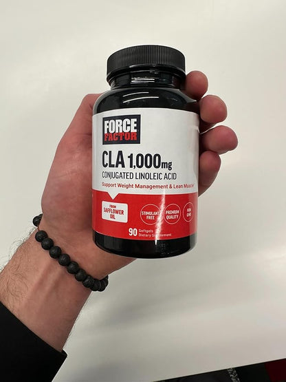 FORCE FACTOR CLA Supplements, CLA 1000 mg, Conjugated Linoleic Acid to Support Body Composition and Lean Muscle Mass, Made from Safflower Oil, Stimulant Free, Non-GMO, 90 Softgels