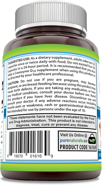 Pure Naturals Red Yeast Rice 1200 Mg per Serving, 240 Capsules Supplement | Non-GMO | Gluten Free | Made in USA