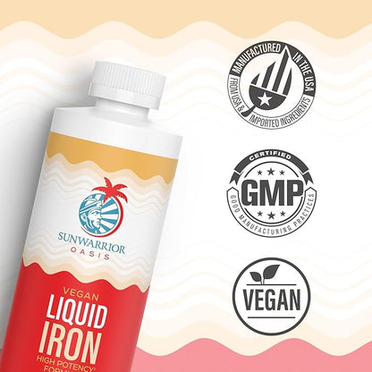 Iron Supplement for Women Vegan Liquid Iron Fast Absorbing Immune Support & Women’s Health Ferrous Bisglycinate Chelate Healthy Blood & Red Cells Stomach-Friendly High Potency 15.2 fl oz Mixed Berry