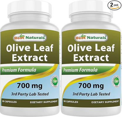 Best Naturals 2 Pack Olive Leaf Extract 700mg 90 Capsules (Total 180 Capsules)