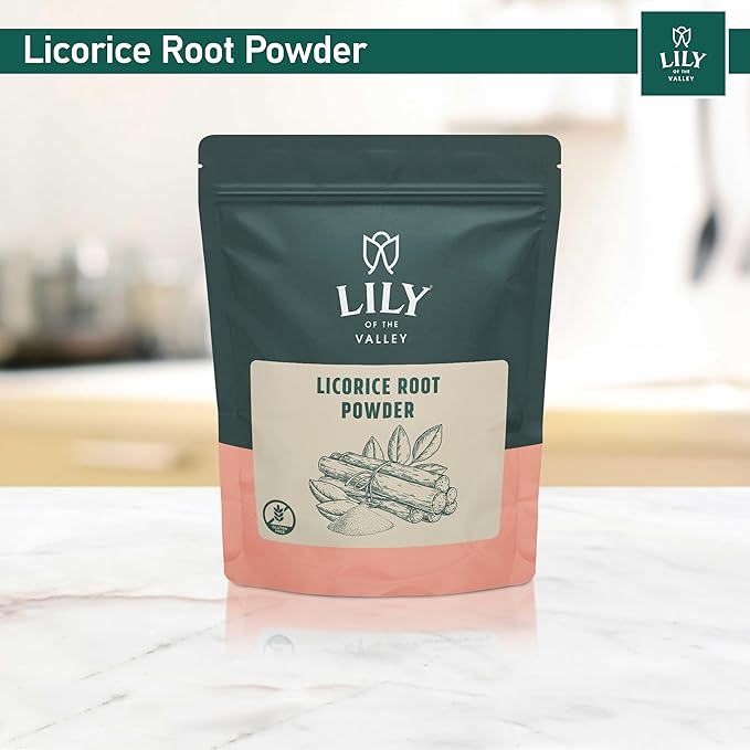 Lily of the Valley Licorice/Liquorice Root Powder - Ground Mulethi Sourced from India - Natural Sweetener - Vegan & Gluten-Free - Packed in Resealable Pouch (16oz, 453g)