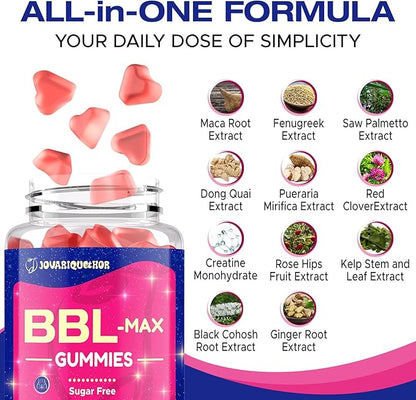 Booty Gummies for Women - BBL Gummies with Multivitamins and Herbal Extracts - Peach Flavor - 120 Count