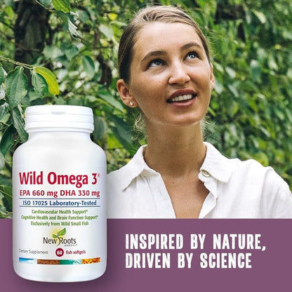New Roots | Wild Omega 3 Fish Oil Supplement | Ultra Pure Pharmaceutical-Grade with Highest Concentration Vitamin E (60 Softgels), Best EPA DHA Ratio 2:1 for Optimal Heart and Brain Health