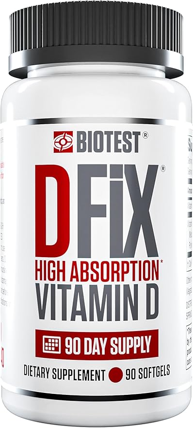 Biotest D Fix - High-Absorption Vitamin D3, 5000 IU - 90 Softgels (90-Day Supply) for Immune Support, Bone Health & Mood