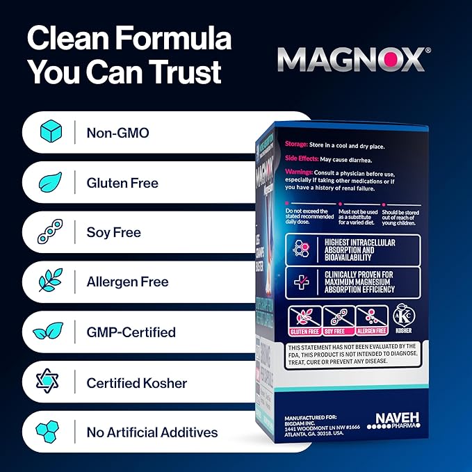 MAGNOX® Leg Cramps Buster | Magnesium Supplement for Muscle Cramps & Spasms | 380mg Magnesium for Leg Cramps at Night | 3X More Absorption | Dead Sea Minerals | Magnesium for Sleep&Muscle | 60 Caps