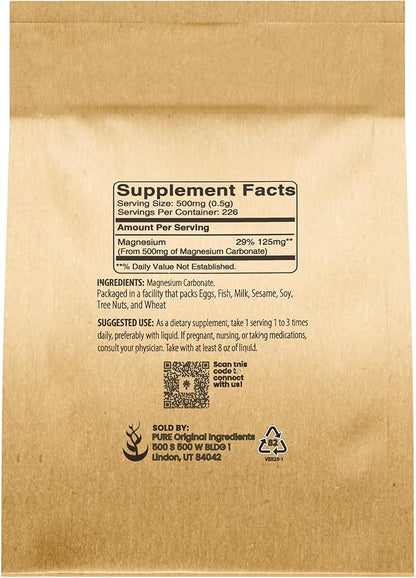 Pure Original Ingredients Magnesium Carbonate (4oz) Magnesium Supplement, Non-GMO, Multi-Purpose