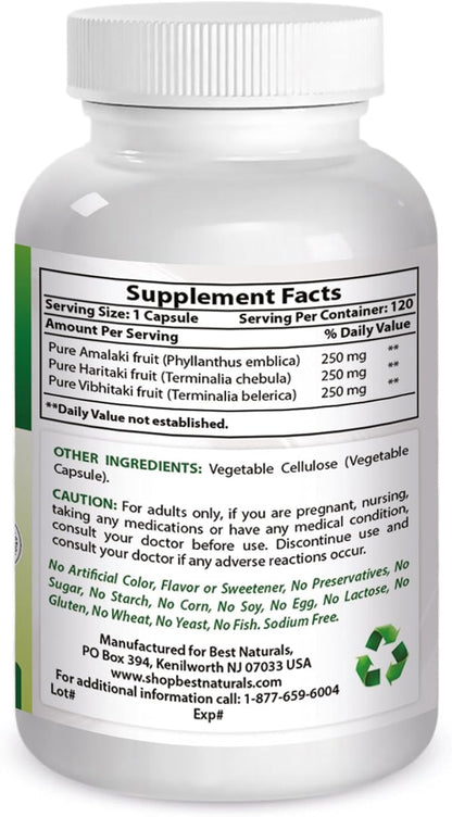 Best Naturals Triphala 750 mg 120 Vcaps