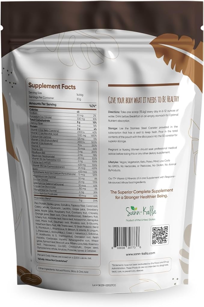 Reds and Greens Superfood Powder Nootropics, Improve Gut Health, Multivitamin, Probiotic, Gluten Free, Vegan and Keto Friendly, Full Serving of Vegetables, Essential Nutrients – 30 Servings